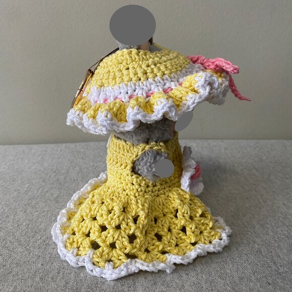 Handmade Crochet Spring Summer Yellow White Outfit for 17cm Doll 2-Piece Set - Picture 4 of 7